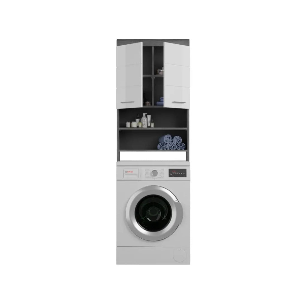 Mobile da bagno SCOTT – Lavatrice – Grigio scuro e bianco – 63x191x24 cm