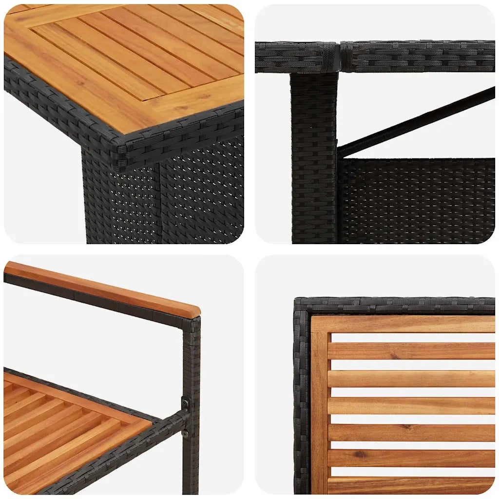 Set da Pranzo per Giardino 11 pcs Nero e Marrone polyrattan 3365448