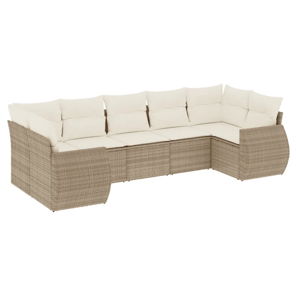 Set Divani da Giardino 7 pz con Cuscini Beige in Polyrattan 3254125