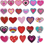 Opzioni di stampe cuore - 27 pezzi - Colorati - Per abbigliamento, cappelli e T-shirt.