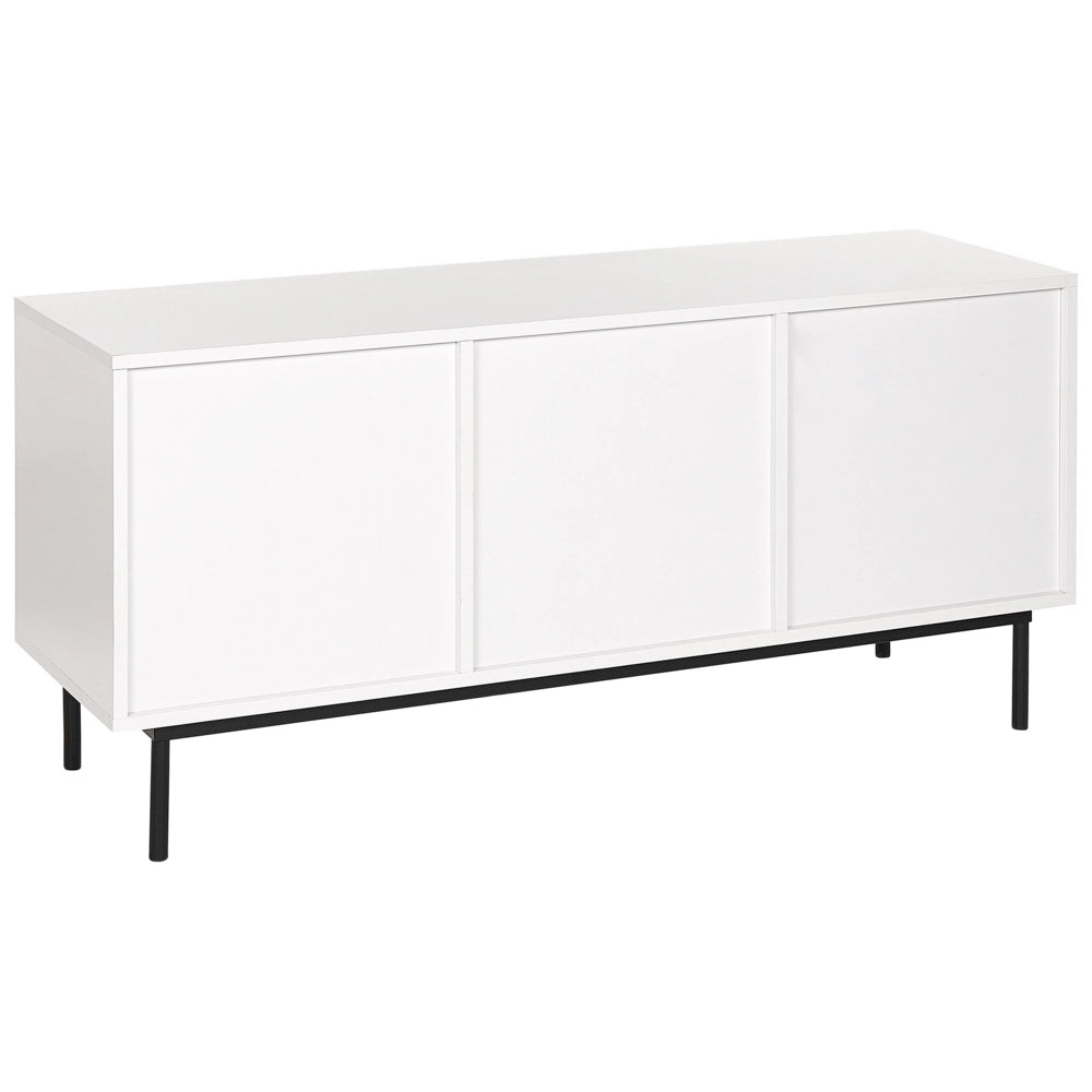 Credenza 2 ante cassetti legno scuro e bianco gambe metallo 120 x 38 cm