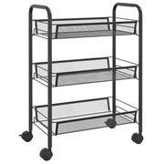 Carrello da Cucina con 3 Ripiani Nero 46x26x64 cm in Ferro CFW1170992