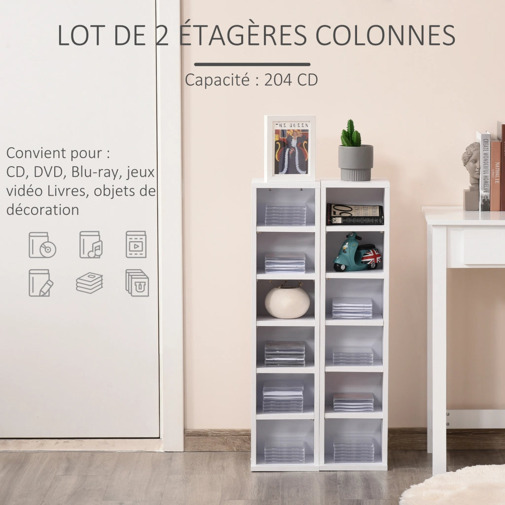 Armadio da parete per CD e DVD ¨C zephmum ¨C 6 + 6 compartimenti 21x22.5x88.5 cm bianco