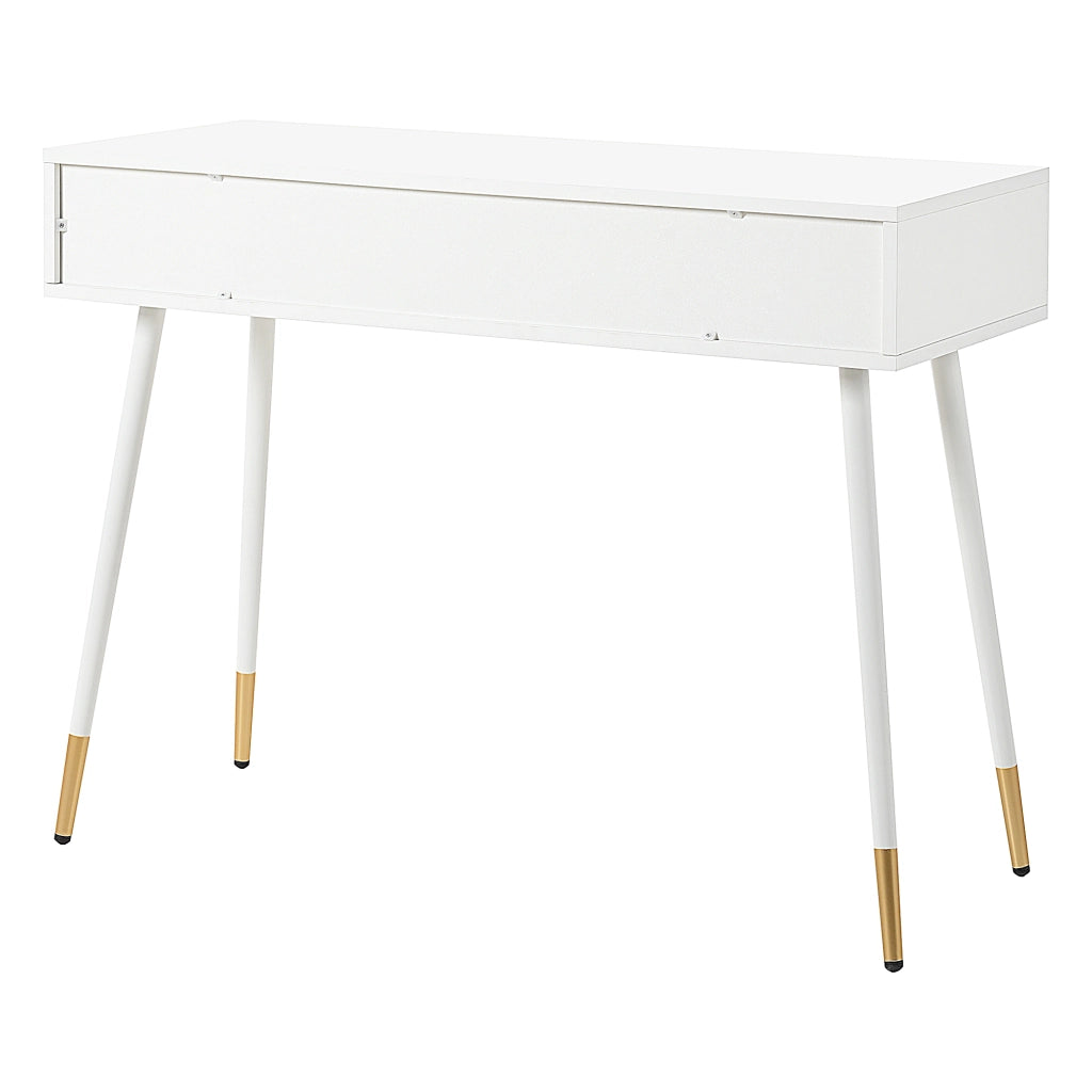 Toeletta con 2 cassetti e gambe in metallo; per camera da letto; 100×40×76 cm; bianco