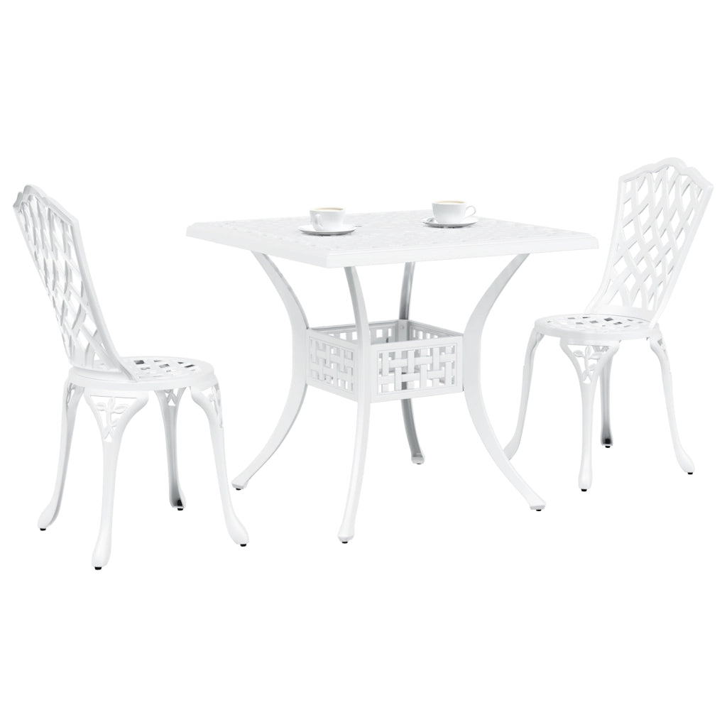 Set Bistro da Giardino 3 Pezzi in Alluminio Bianco