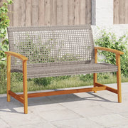 Panca da Giardino-Sgabello-Panca da esterno Grigia 112 cm in Polyrattan e Legno di Acacia