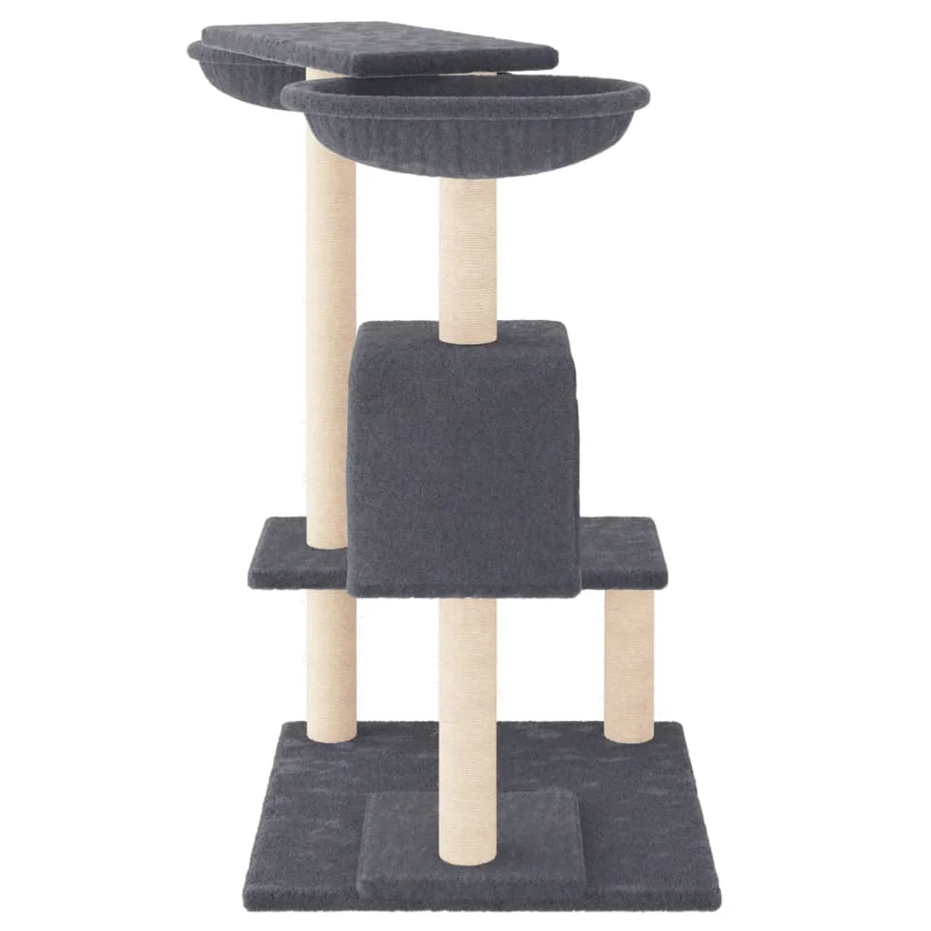 Tiragraffi per gatti torre per arrampicata giocattolo piattaforma per arrampicata con tiragraffi grigio scuro 82 cm 02_0022726