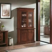 Credenza cristalliera in legno 2 porte mod Martini arte povera noce scuro
