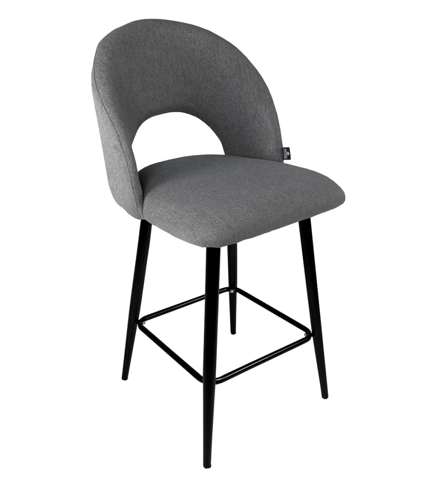 Sgabello cucina imbottito, sgabello alto in tessuto grigio scuro - Zoe - SG05ZOPM