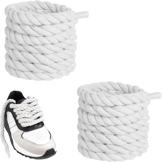 Viti in rilievo con lacci a cordoncino in cotone resistente alle scalfitture grande corda 150 cm × 1 cm bianca