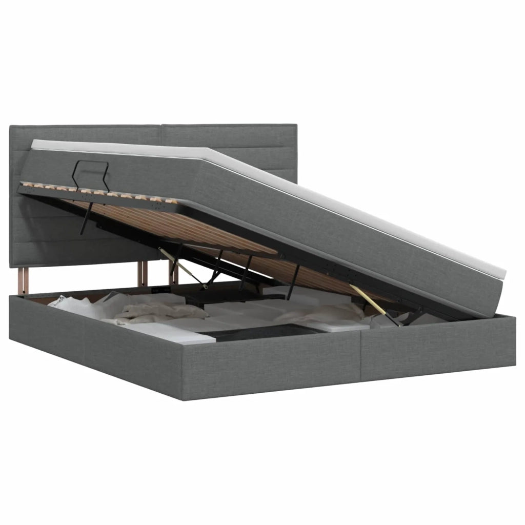 Letto con contenitore e materasso Grigio Scuro 160 x 200 cm 3459451
