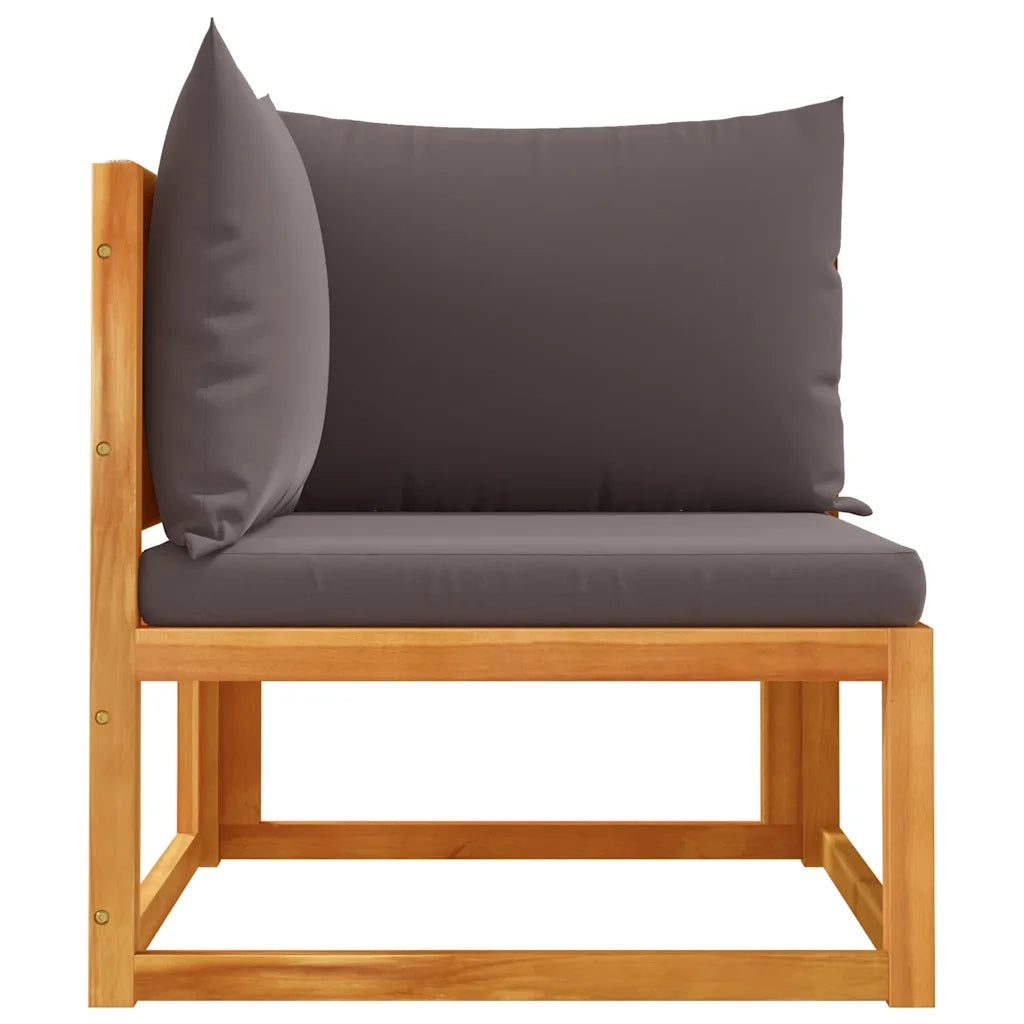 Divano da giardino angolare con cuscini in legno di acacia e corda 4008160