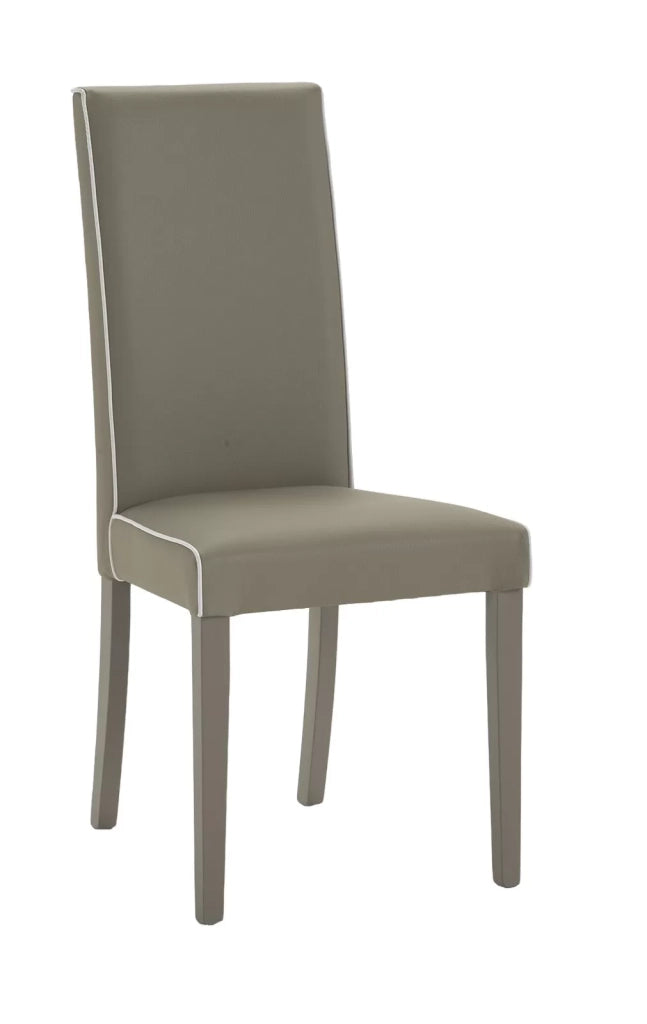 Set 2 sedie imbottite tortora ecopelle filo bianco (6041) - Mobili 2G