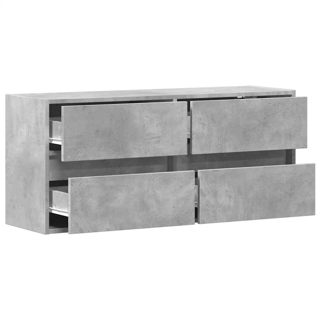 Mobile TV a Parete con Luci LED Grigio Cemento 100x31x45 cm