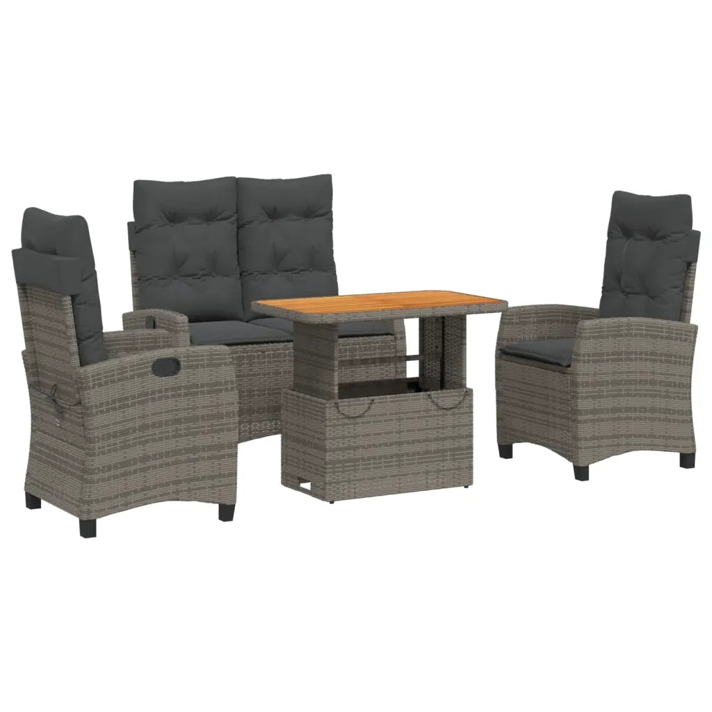 Set da Pranzo da Giardino 4 pz con Cuscini in Polyrattan Grigio 3277407