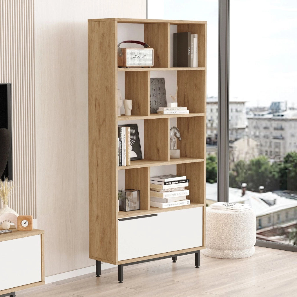 Libreria in legno "ON4-SW" - 84 x 30 x 176 cm - Bianco