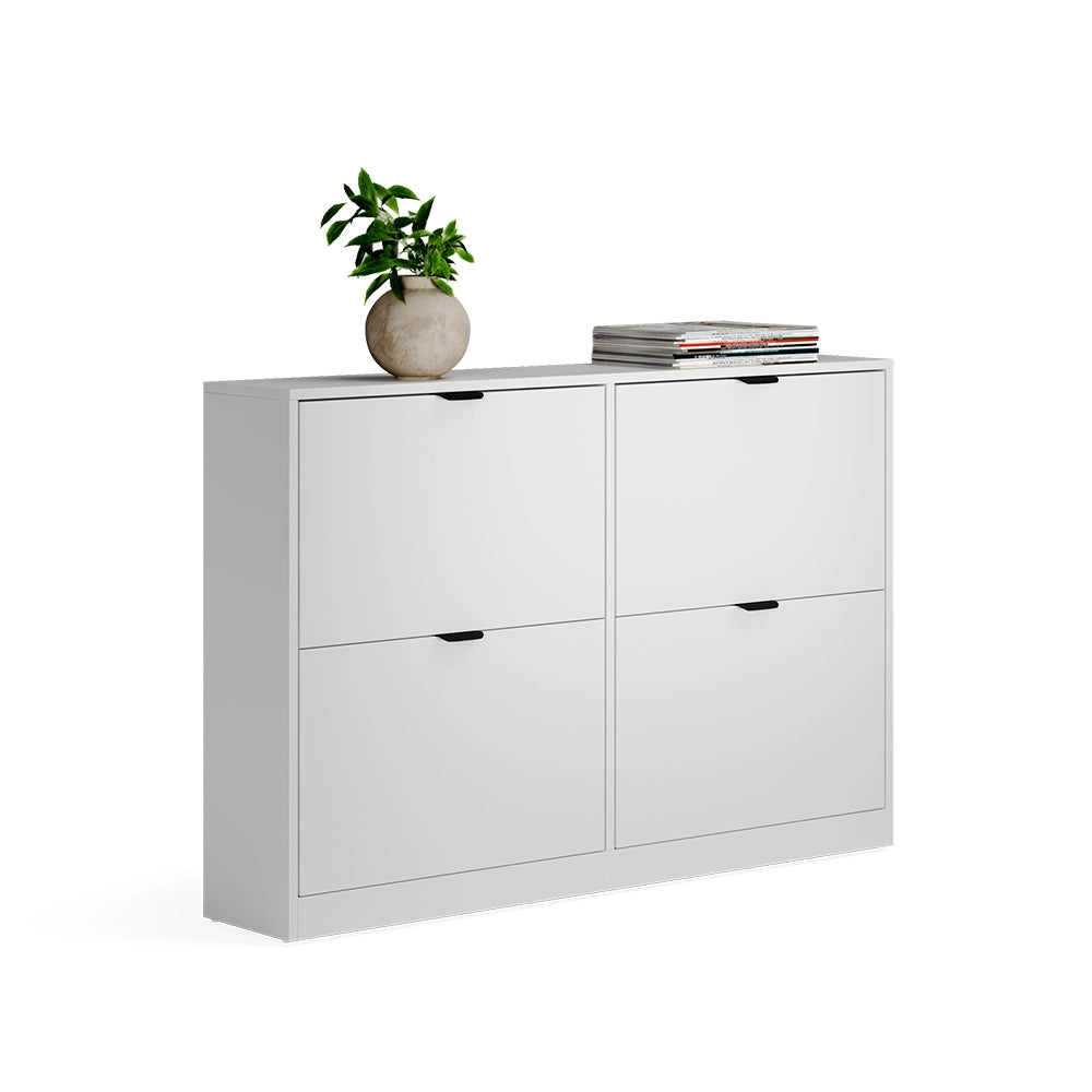 Scarpiera da ingresso Gizmo Bianco/Nero 115 x 77.6 cm con 2x2 scomparti Vicco