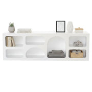 Credenza Arsenio, Buffet da soggiorno, Madia da salotto, Dispensa da cucina, 160x38h51 cm, Bianco