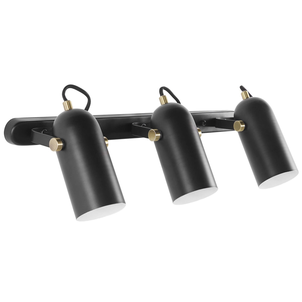 Lampada da parete in metallo Nero a 3 luci Faretto con paralume regolabile industriale Home Office
