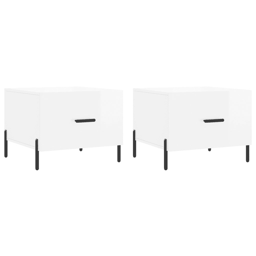 Tavolini Salotto 2pz Bianco Lucido 50x50x40cm Legno Multistrato 829417