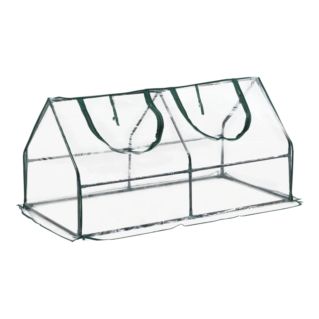 Cornice da giardino con 2 finestre in acciaio e PVC 120 x 60 x 60 cm 03_0008267