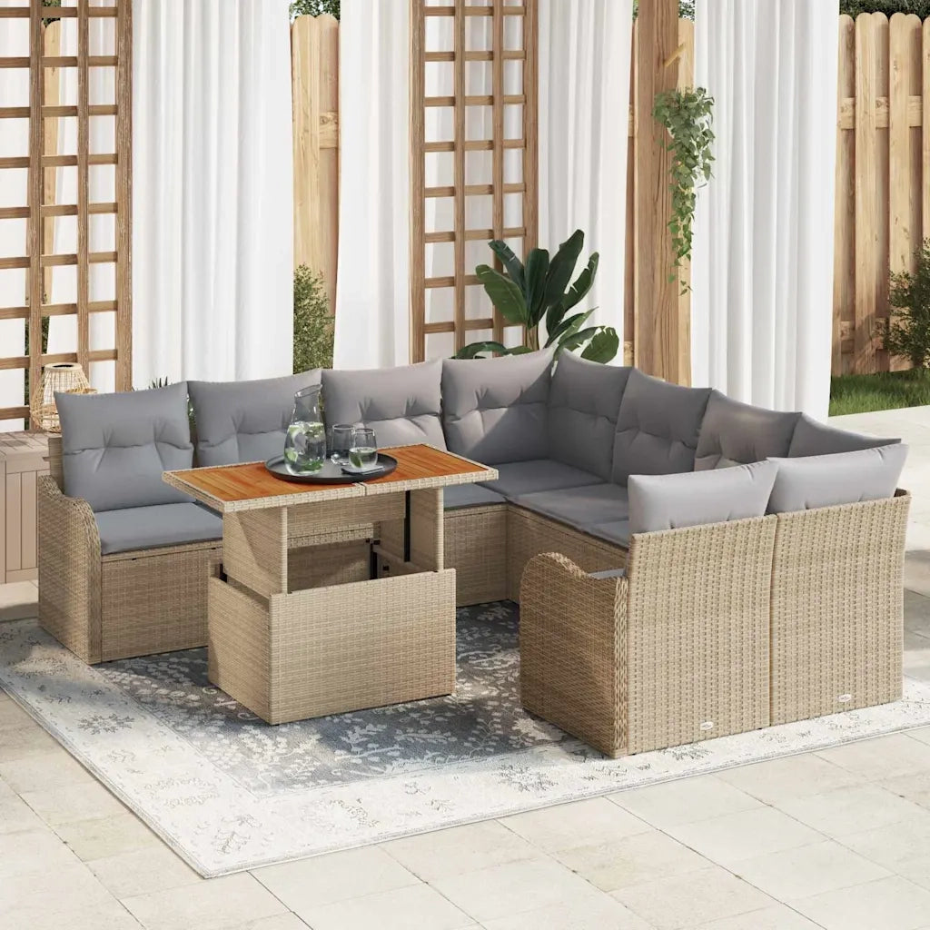 Set Divano da Giardino con cuscino 7 pcs beige e grigio chiaro