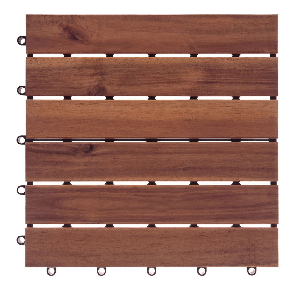 Pavimento in legno di acacia certificato marrone per esterni con base in plastica resistente all'acqua