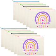 Set di 12 scatole di cartone per regali di compleanno, borsa di stoffa vuota per dipingere, contenitore DIY per bambini 2025, dimensioni 23 x 16 cm, borsa di stoffa con cerniera, regali per l'inizio dell'anno scolastico per ragazze e ragazzi (rosa)