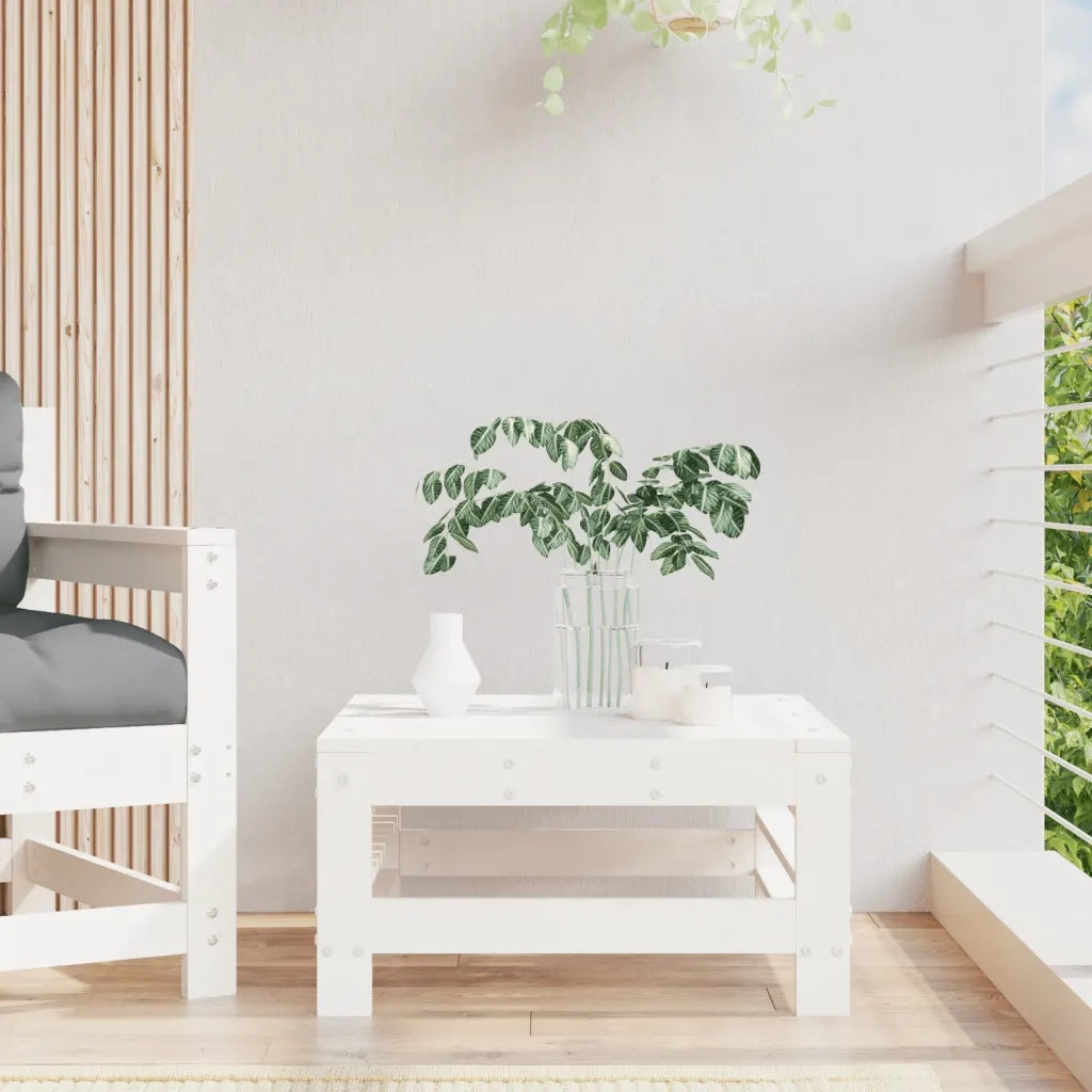 Poggiapiedi da Giardino Bianco in Legno Massello di Pino CFW2134493