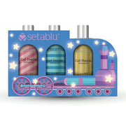 Trade Shop - Set Idea Regalo Da 3 Pz Flaconi Gel Doccia Da 50ml Confezione Colorata A Tema Trenino -