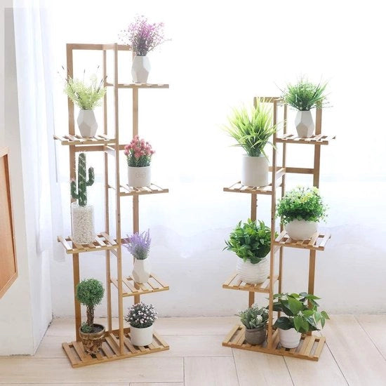 Scaffale per piante 5 livelli 6 vasi per piante sostegno in bambù legno vetrina per fiori display per esposizione - tavolo per piante acqua stagnante per interni esterni per bonsai patio giardino