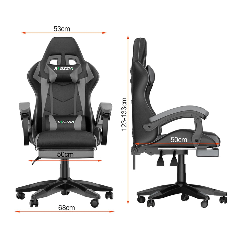 Sedia da gioco, sedia da gioco ergonomica  in similpelle PU, altezza regolabile, con poggiatesta e supporto lombare, poggiapiedi