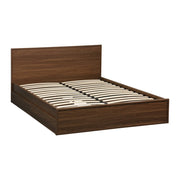 Letto con rete a doghe e testiera 140x190cm + 4 cassetti, noce