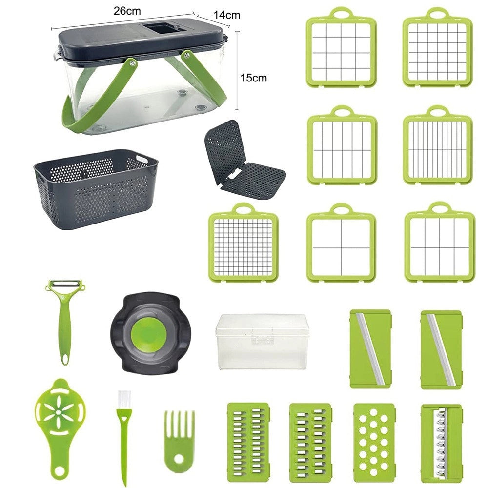 Trade Shop - Affettatrice Multitagliera Pialla Grattugia Tritatutto Verdure Mandolina 22 In 1 -