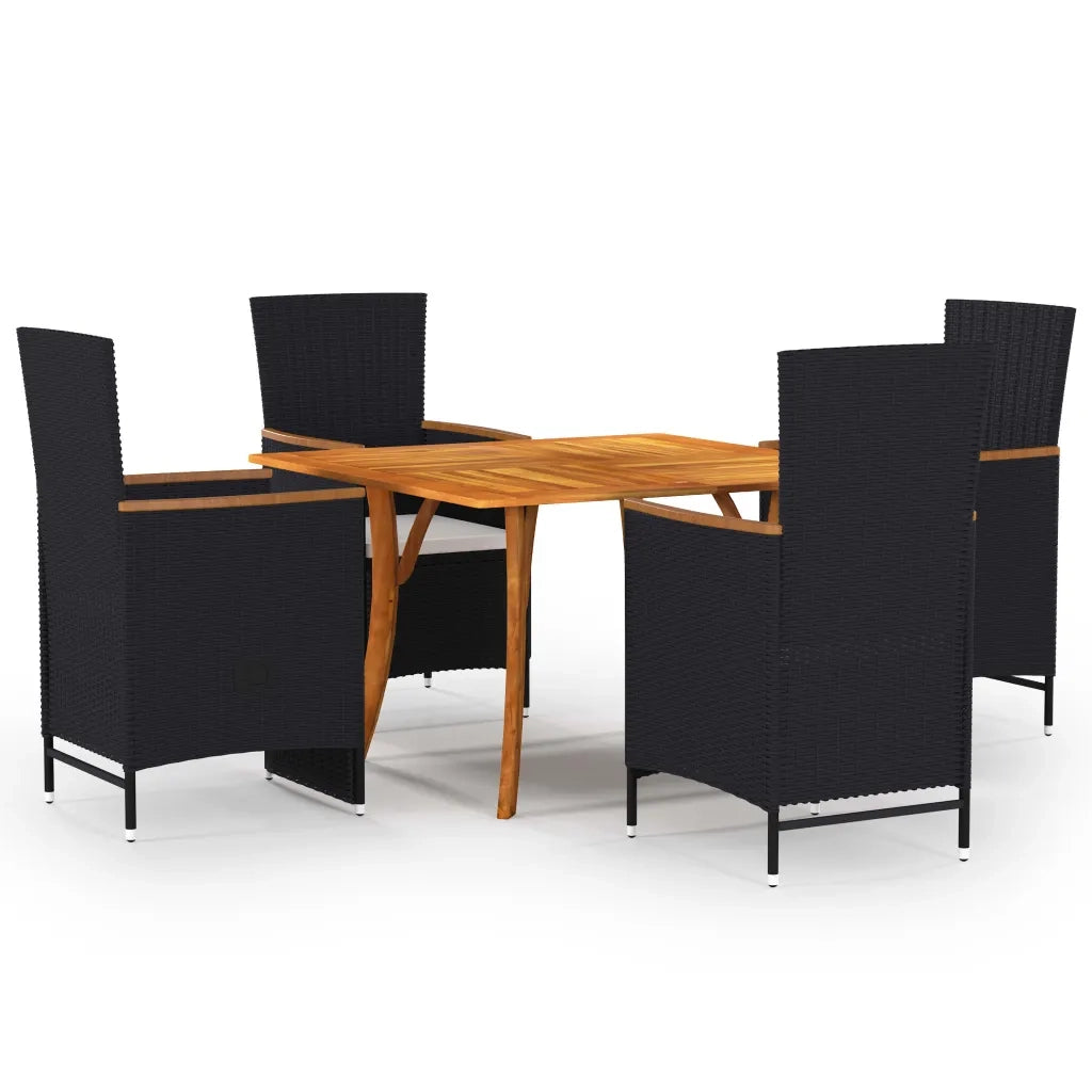 Set Mobili da Pranzo per Giardino 5 pz Nero cod mxl 45984