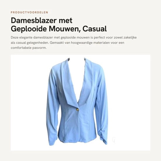 Blazer elegante per donna - Maniche piegate - Giacca - Stile informale - Materiale idrorepellente - Abbigliamento traspirante