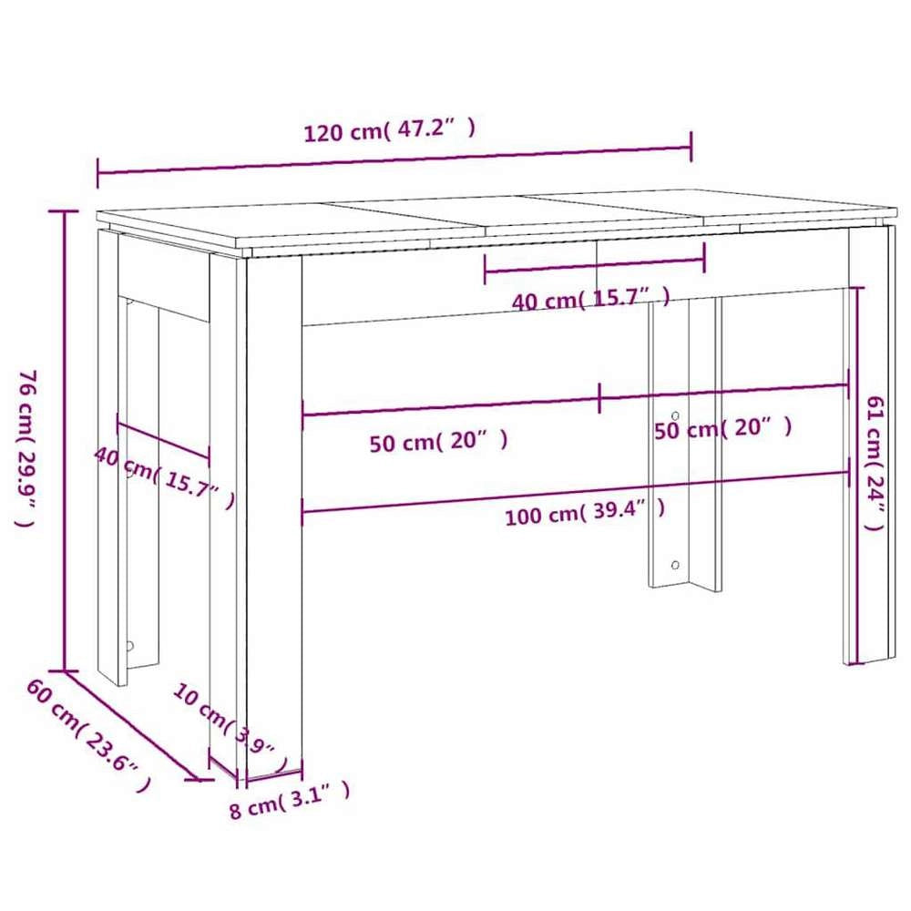 Dining Table Sonoma Oak 120x60x76 Cm Wood Composite