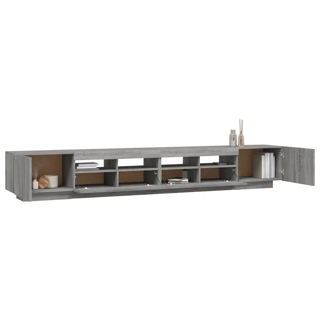 Set Mobili TV 3 pz | Armadietto TV | Mobile Porta TV con Luci LED Grigio Sonoma Legno Multistrato