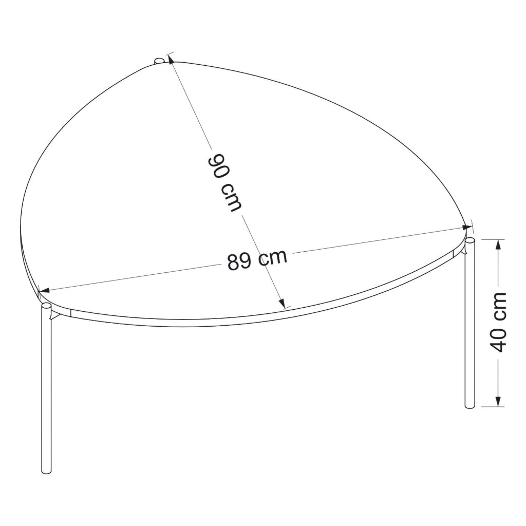 Atesino, Tavolino da Salotto Forma Triangolare, 90x89x40h cm Marrone Noce