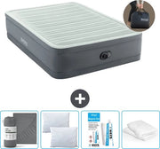 Letto aeree - Dibattito - 137 x 191 x 46 cm - Grigio - Incluso compressore - Telo di protezione - Cuscino - Protezione cuscino e set di riparazione