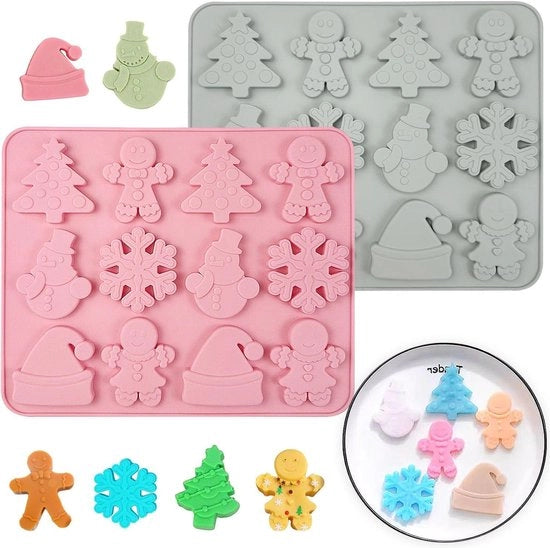 Siliconen forma di neve - Bakvorm siliconen 2 pezzi forma di neve a fiocchi di pepe - forma di dolce di Natale - forma siliconen per dolci - forma siliconen per torte