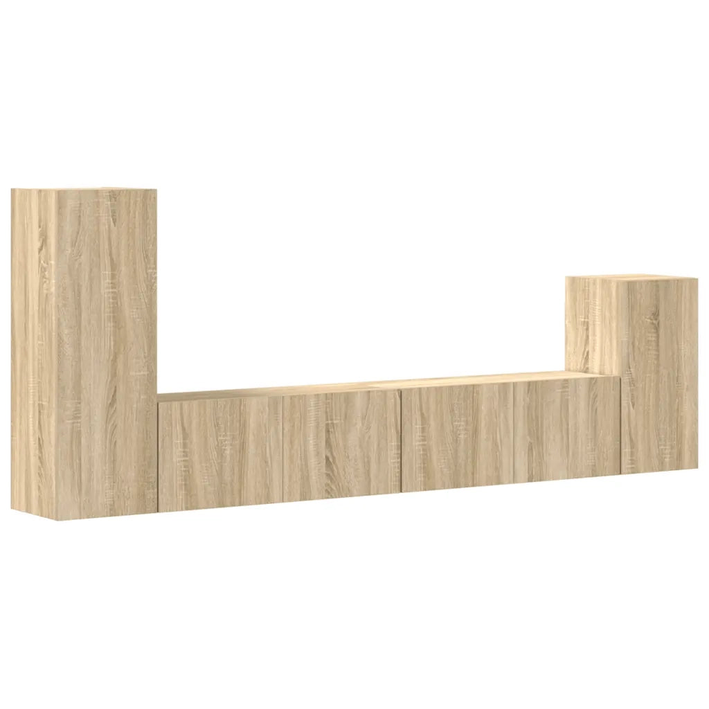 Set di Mobili Porta TV 4 pz Rovere Sonoma in Legno Multistrato 3114624