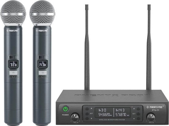 Sistema di Microfono a Radiofrequenza con 2 Microfoni e 100 Canali UHF - Portata fino a 100m per Canti e Presentazioni