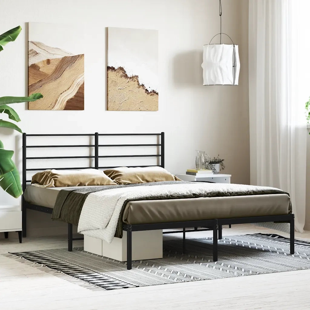 Giroletto con Testiera-Struttura Letto con testiera in Metallo Nero 120x190 cm 529927