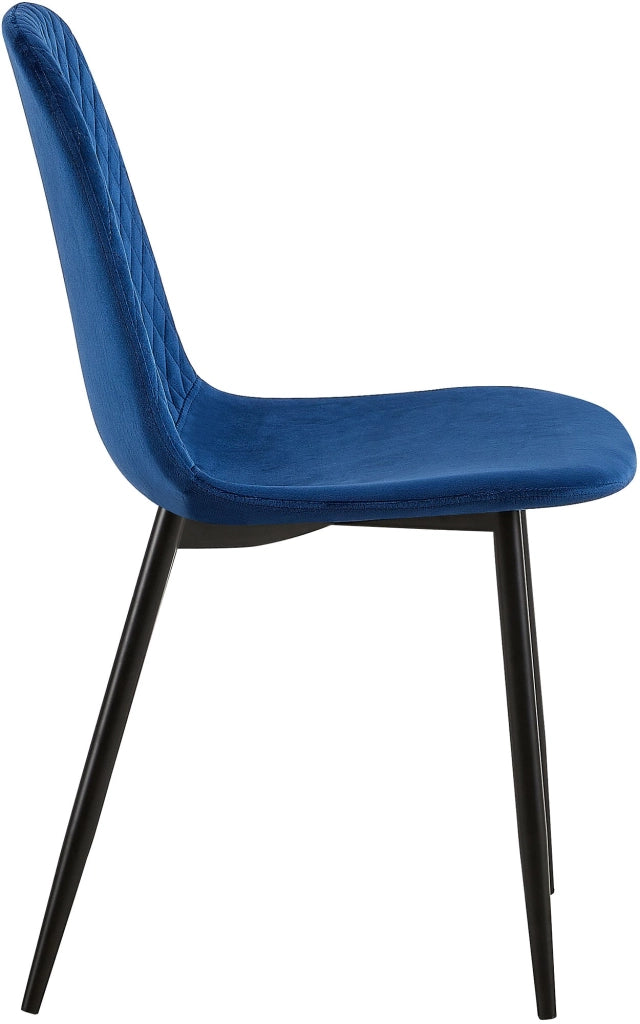 Sedia Giverny con cuciture decorative Velluto,blu