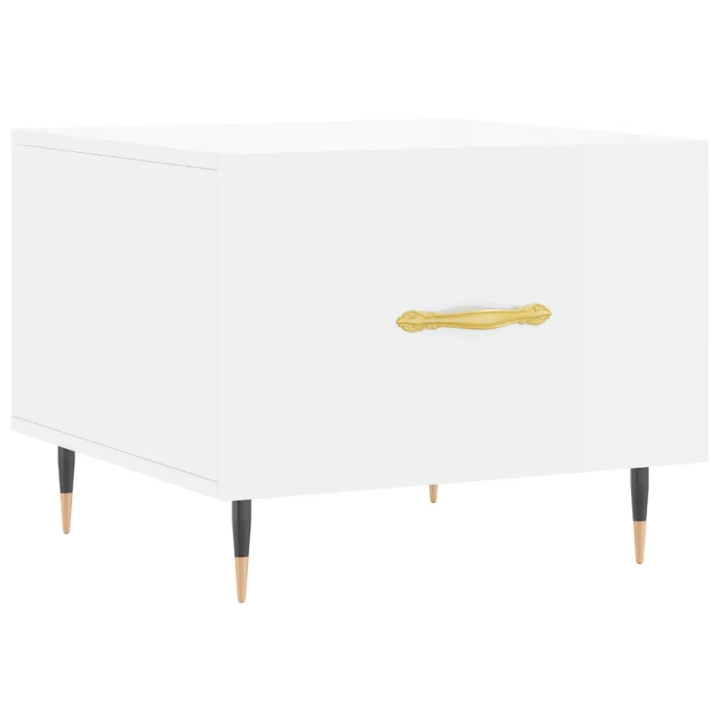 Tavolino da Salotto-Tavolino da soggiorno-Tavolo Bianco Lucido 50x50x40 cm Legno Multistrato 427477