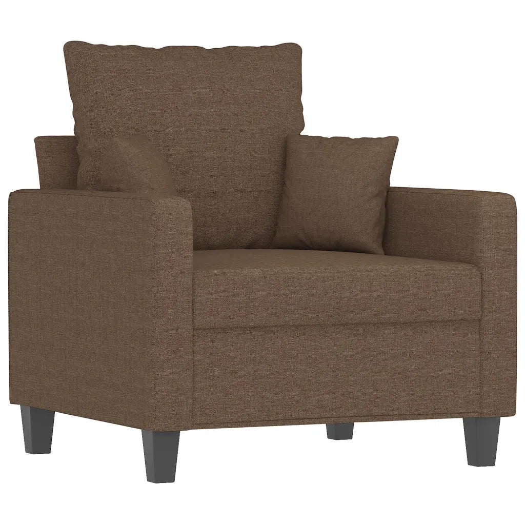 Set di Divani 3 pz con Cuscini Marrone in Tessuto