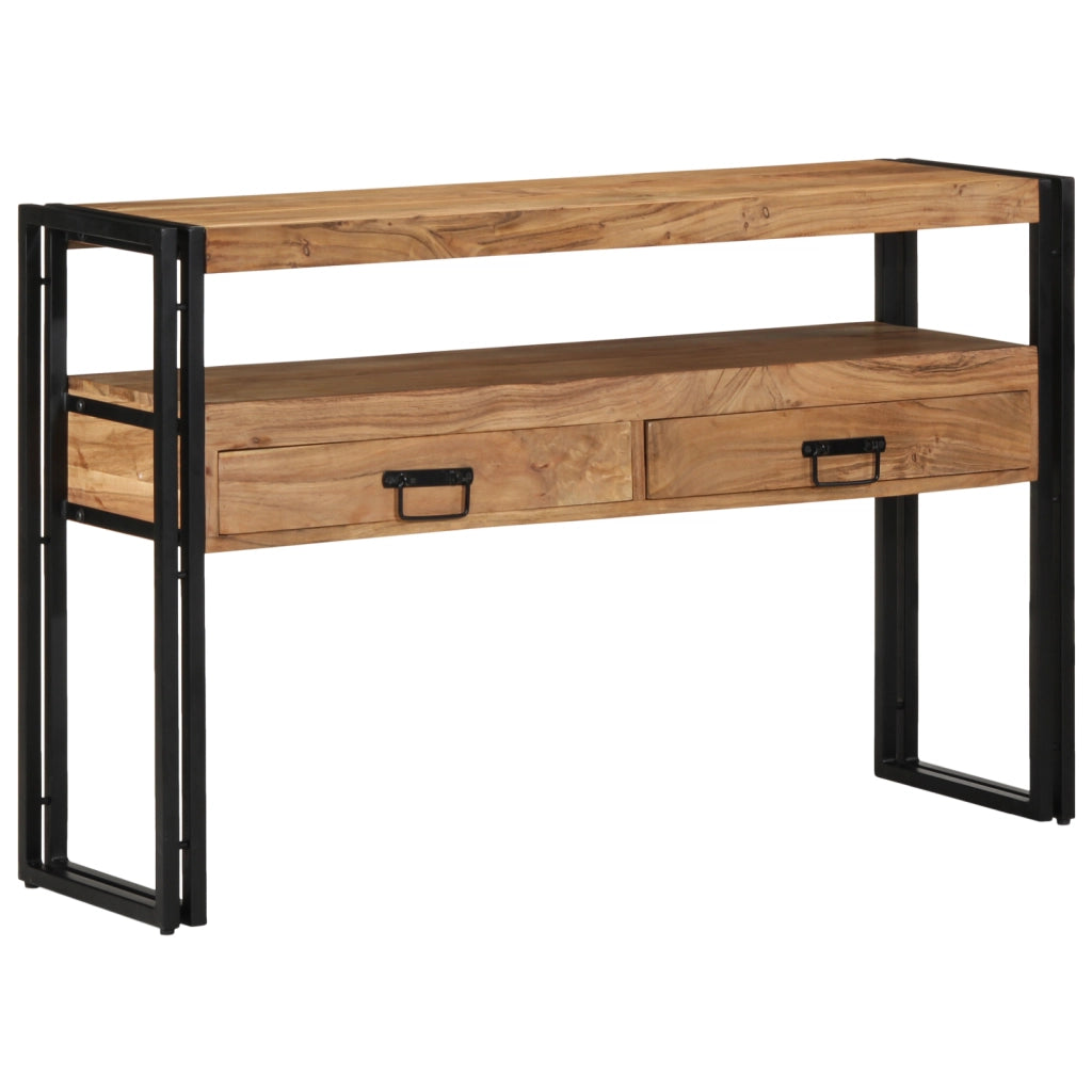Tavolini  Neri 120x33x75 cm in Legno Massello di Acacia e Metallo