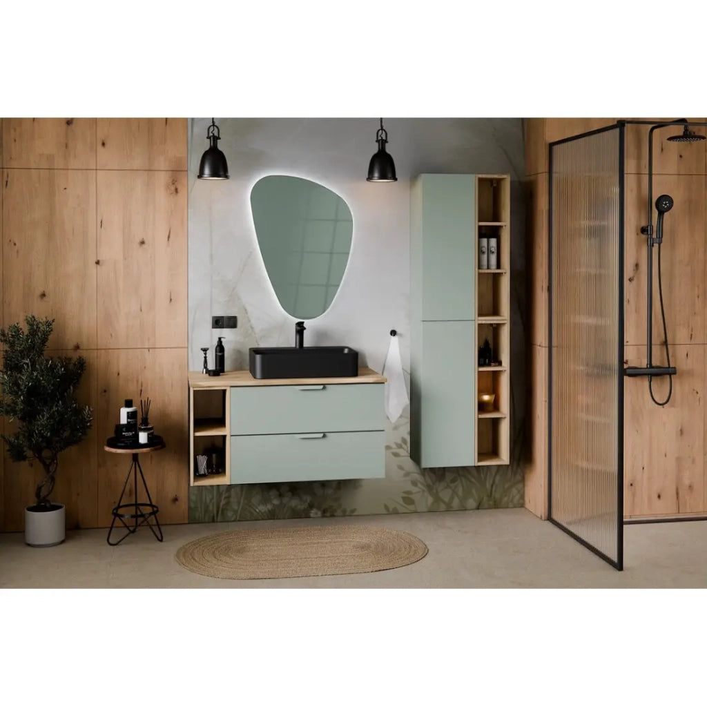 Mobile sottolavabo OSTER 80 cm verde salvia sospeso con 2 cassetti