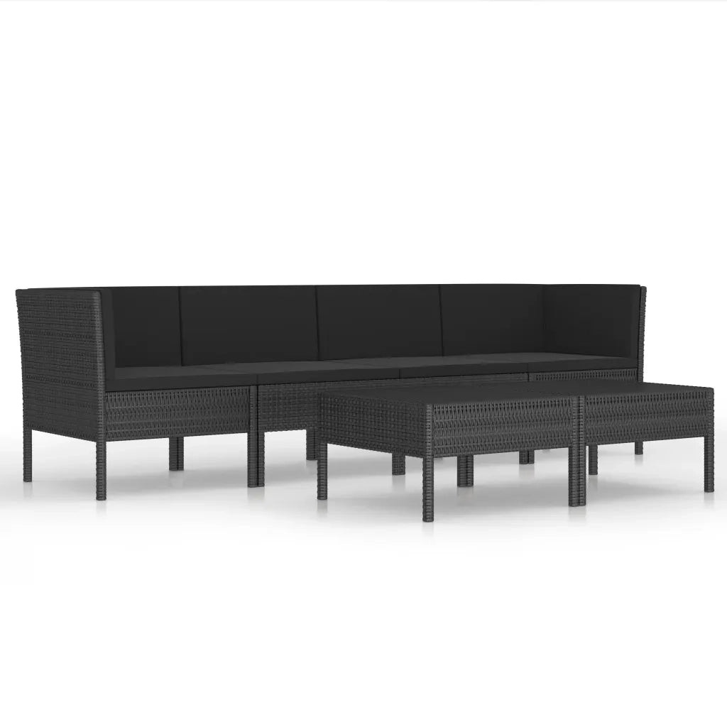 Set Divani da Giardino 6 pz con Cuscini in Polyrattan Nero cod mxl 37812